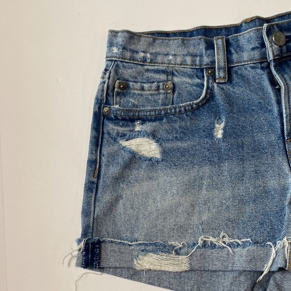 All Saints Distressed Blue Denim Cut Off Shorts Size 25 - Picture 3 of 7